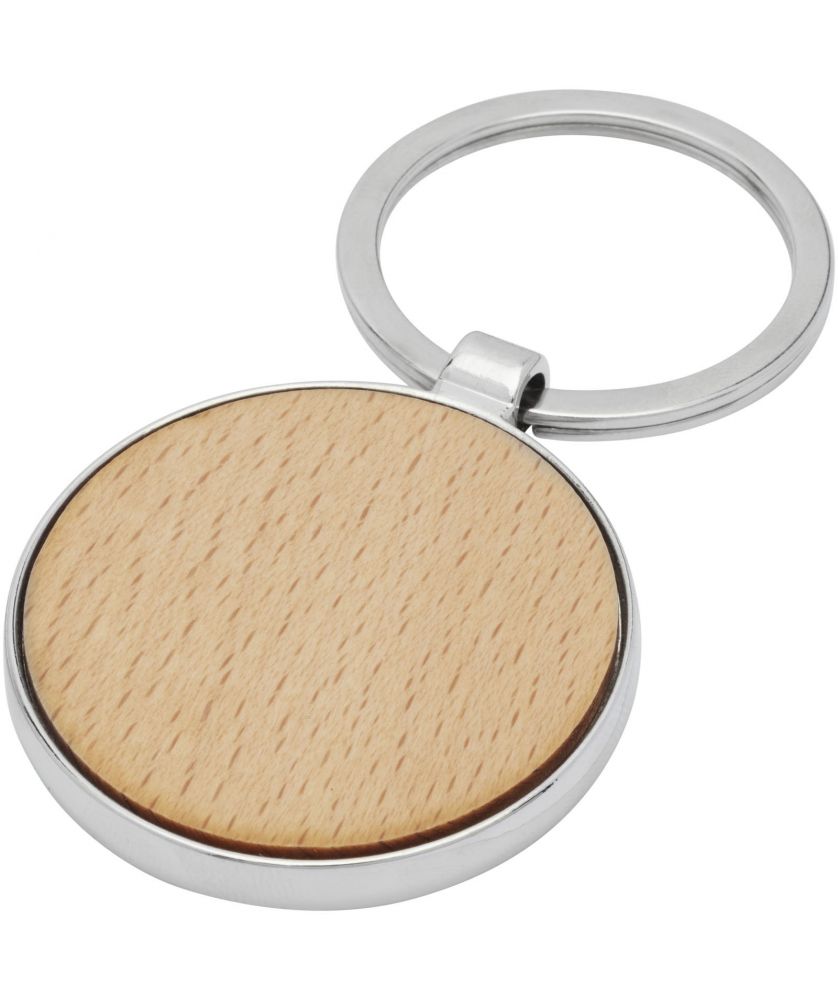 Porte-clés rond en bois de hêtre personnalisé Moreno