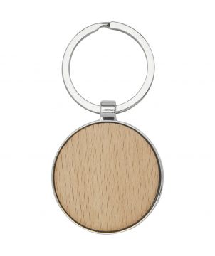 Porte-clés rond en bois de hêtre personnalisé Moreno