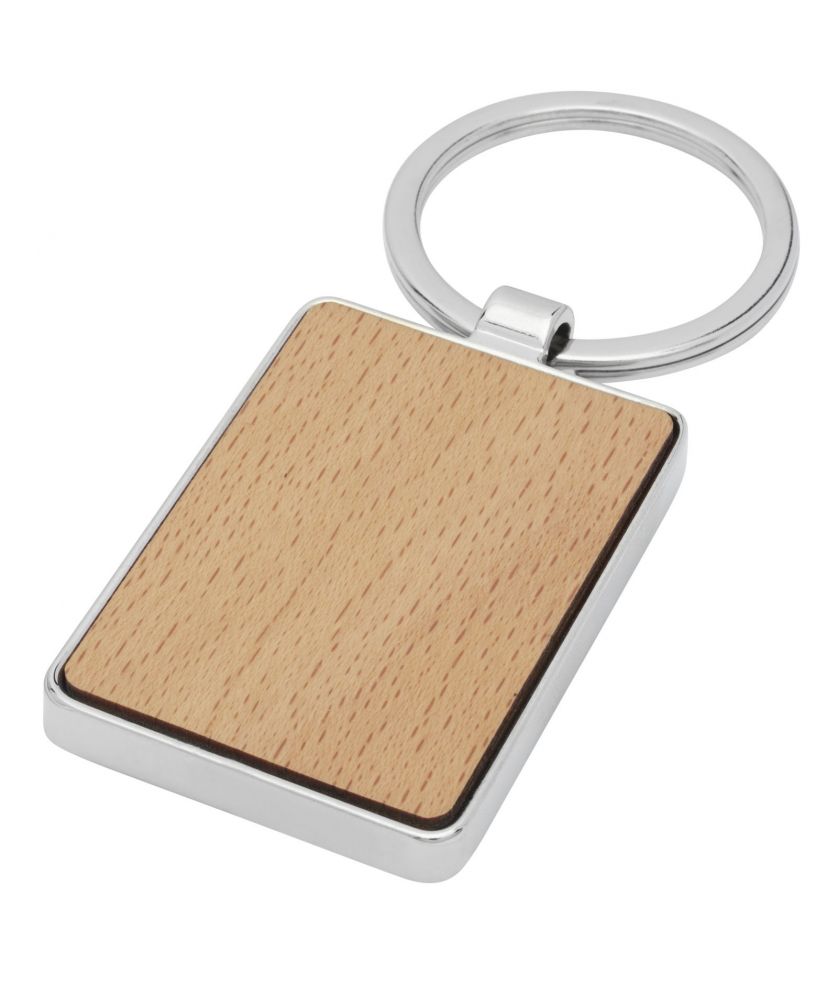 Porte-clés rectangulaire en bois de hêtre personnalisé Mauro Porte-clés publicitaire