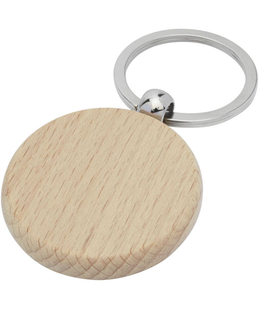 Porte-clés rond en bois de hêtre en kraft personnalisé Giovanni Porte-clés publicitaire