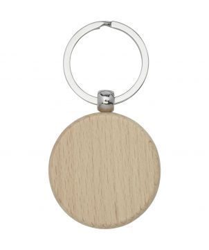 Porte-clés rond en bois de hêtre en kraft personnalisé Giovanni Porte-clés publicitaire