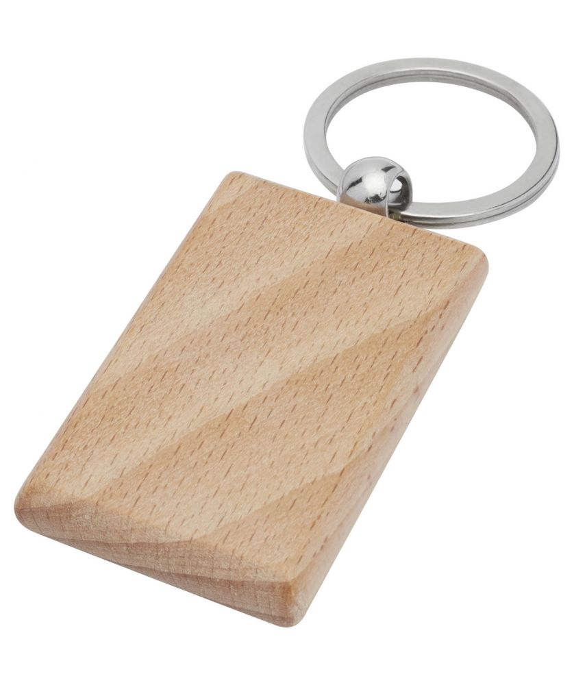 Porte-clés rectangulaire en bois de hêtre en kraft personnalisé Gian Porte-clés publicitaire