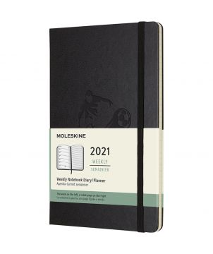 Agenda hebdomadaire L 12 mois 2026 à couverture rigide Moleskine Carnets publicitaire