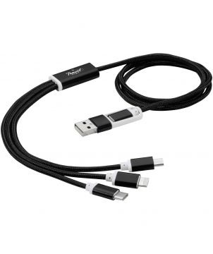 Câble de charge 5 en 1 en nylon tressé personnalisé Versatile Accessoires de téléphonie publicitaire