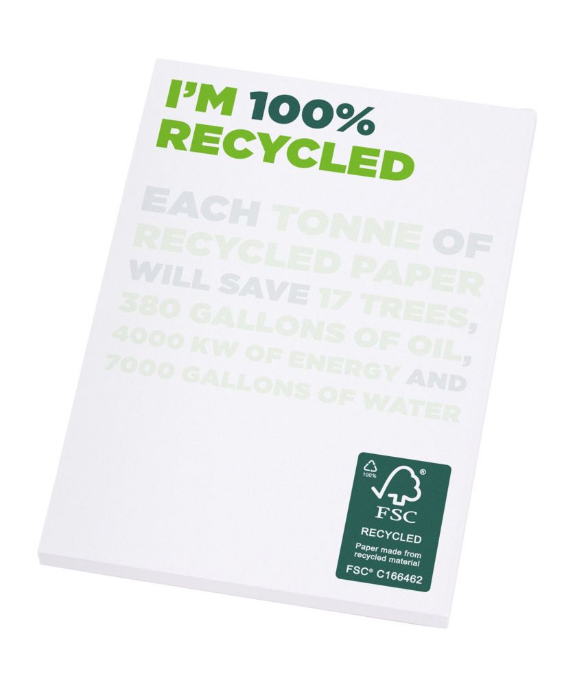 Bloc-notes A7 en papier recyclé Desk-Mate® personnalisé Blocs-Notes publicitaire