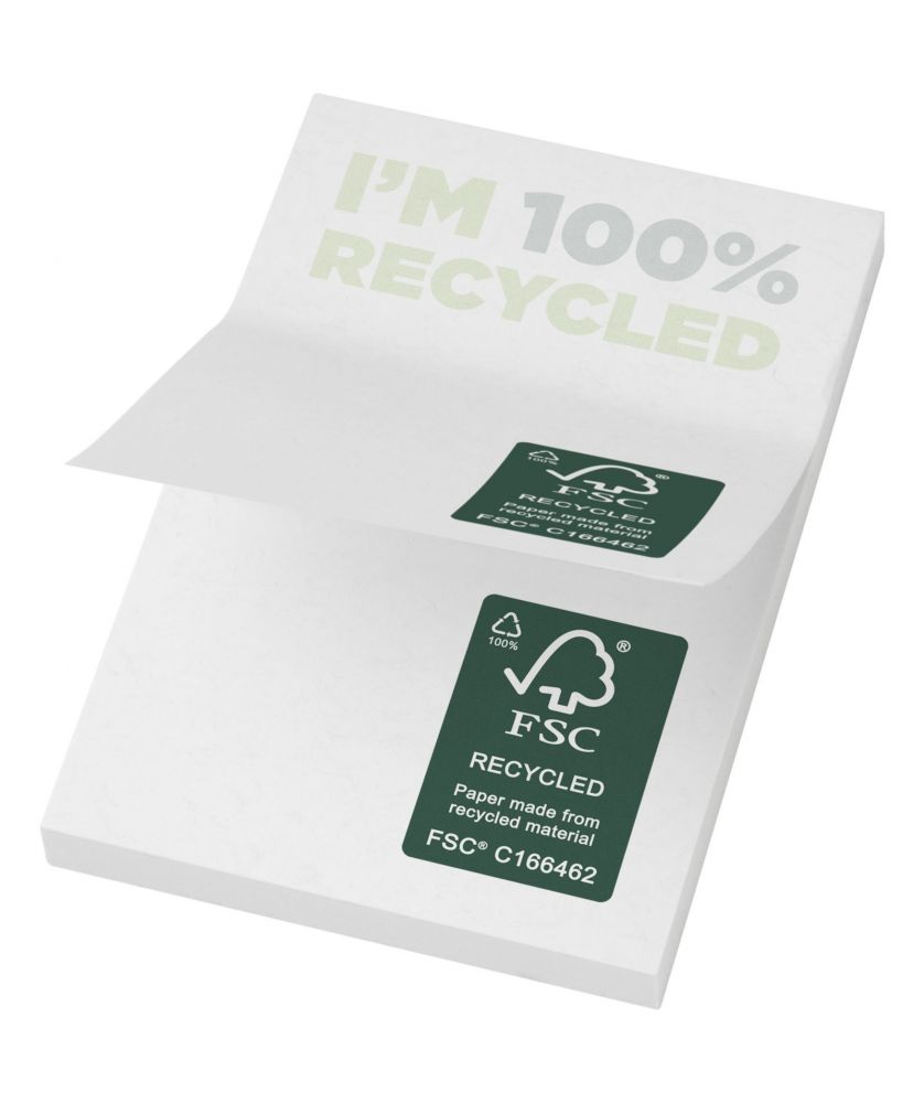 Mémos autocollants recyclés 50 x 75 mm Sticky-Mate® personnalisés Blocs-Notes repositionnables publicitaire