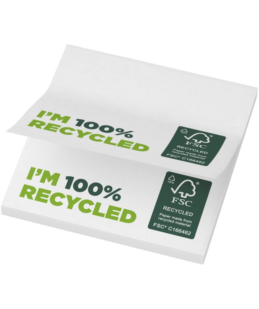 Mémos autocollants recyclés 75 x 75 mm Sticky-Mate® personnalisés Blocs-Notes repositionnables publicitaire