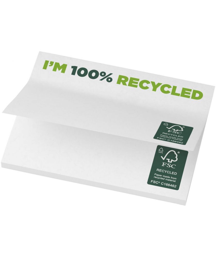 Mémos autocollants recyclés 100 x 75 mm Sticky-Mate® personnalisés Blocs-Notes repositionnables publicitaire