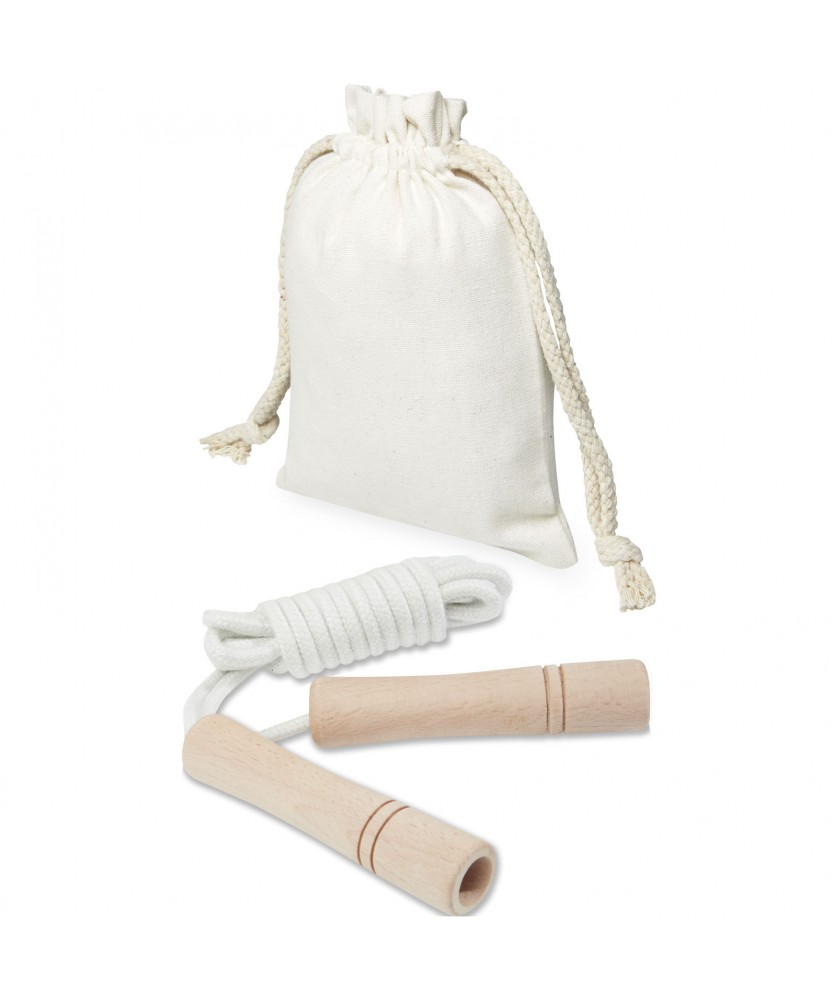 Fitness et musculation - Corde à sauter Denise en bois dans une pochette en coton | PRINTECOM