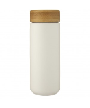 Gobelets et mugs - Gobelet en céramique Lumi de 300 ml avec couvercle en bambou | PRINTECOM