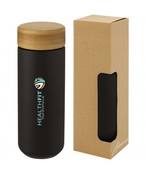 Gobelets et mugs - Gobelet en céramique Lumi de 300 ml avec couvercle en bambou | PRINTECOM