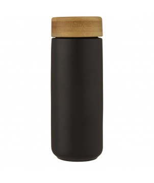 Gobelets et mugs - Gobelet en céramique Lumi de 300 ml avec couvercle en bambou | PRINTECOM