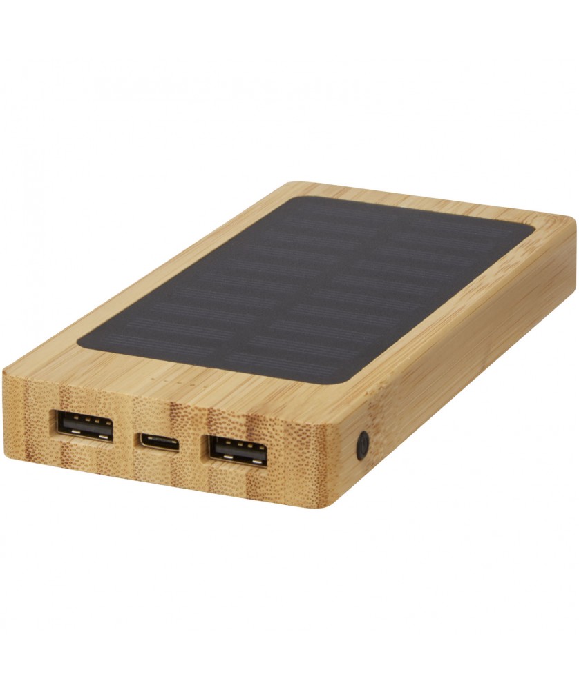 Chargeurs et Batteries - Batterie de secours solaire Alata de 8 000 mAh en bambou | PRINTECOM