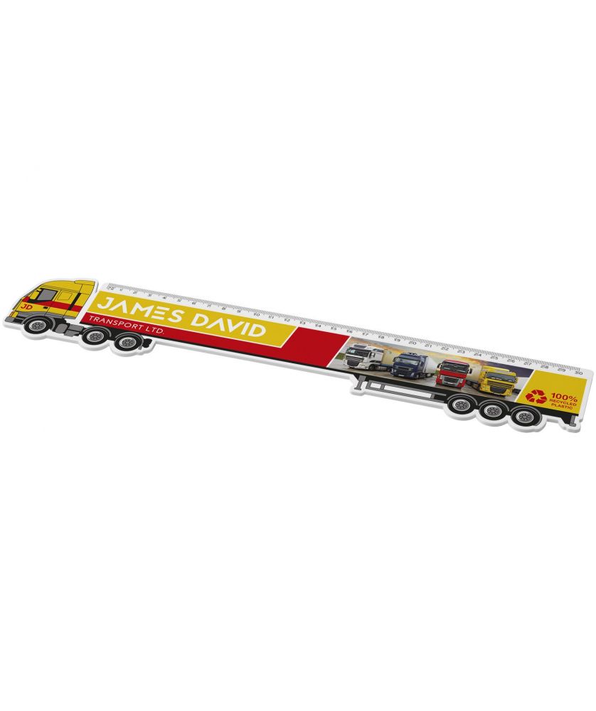 Règle 30 cm en plastique recyclé forme camion personnalisée Tait Règles, Cutters et Calculatrices publicitaire