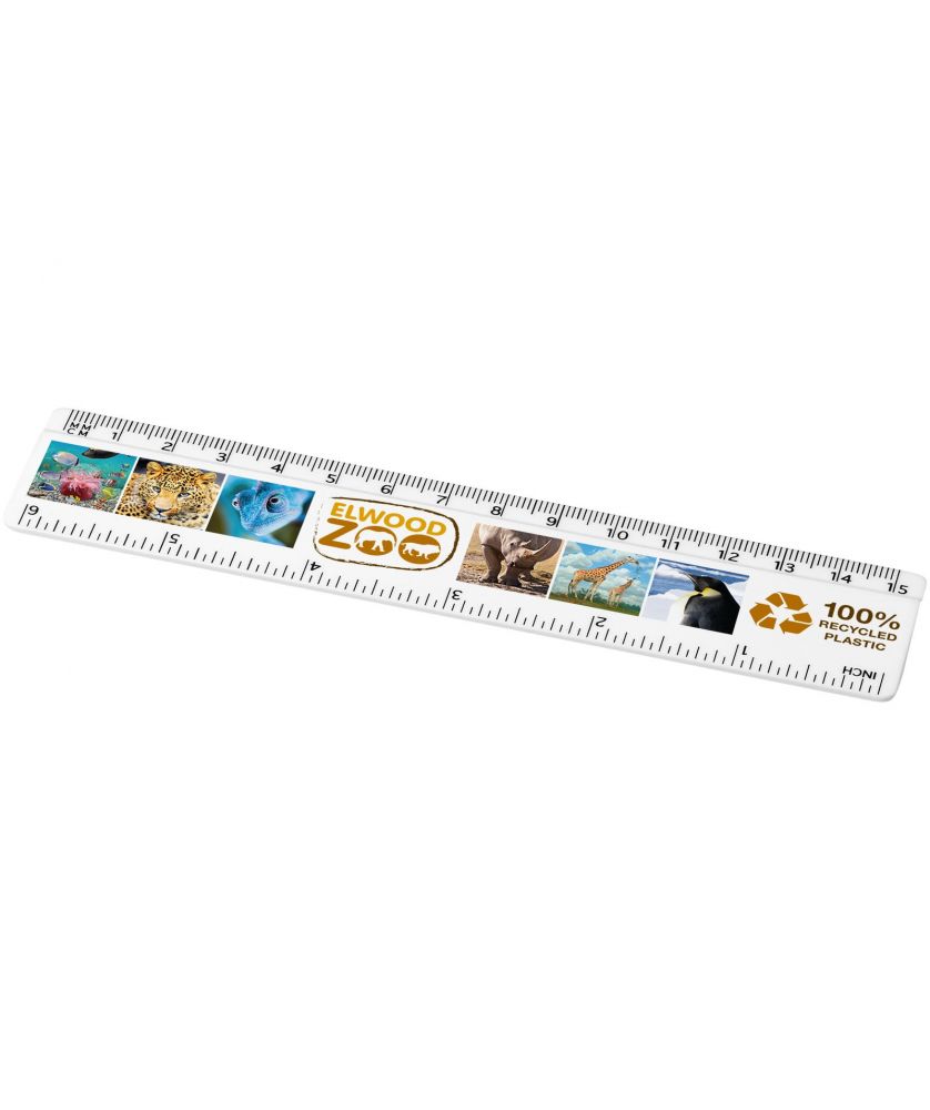 Règle 15 cm en plastique recyclé personnalisée Refari Règles, Cutters et Calculatrices publicitaire