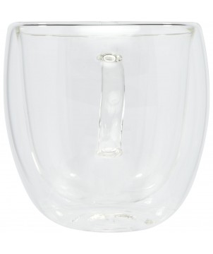 Gobelets et mugs - Tasse Manti 2 pièces en verre à double paroi de 250 ml avec sous-verre en bambou | PRINTECOM