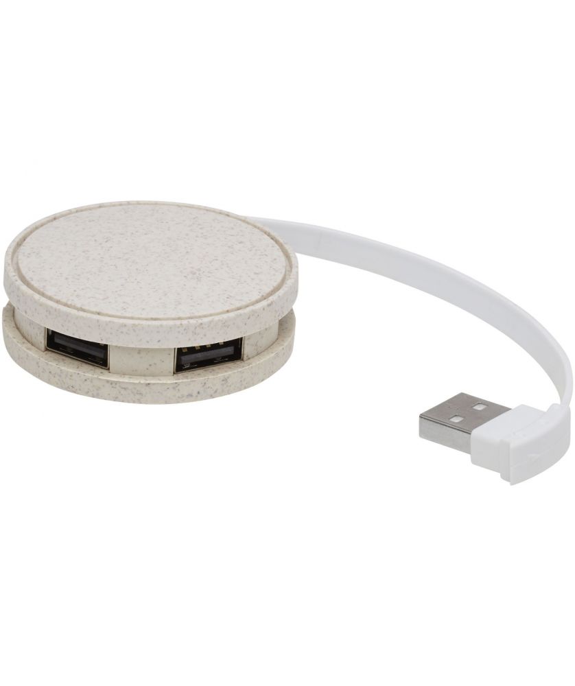 Hub USB 4 ports en paille de blé personnalisé Kenzu Accessoires informatiques publicitaire