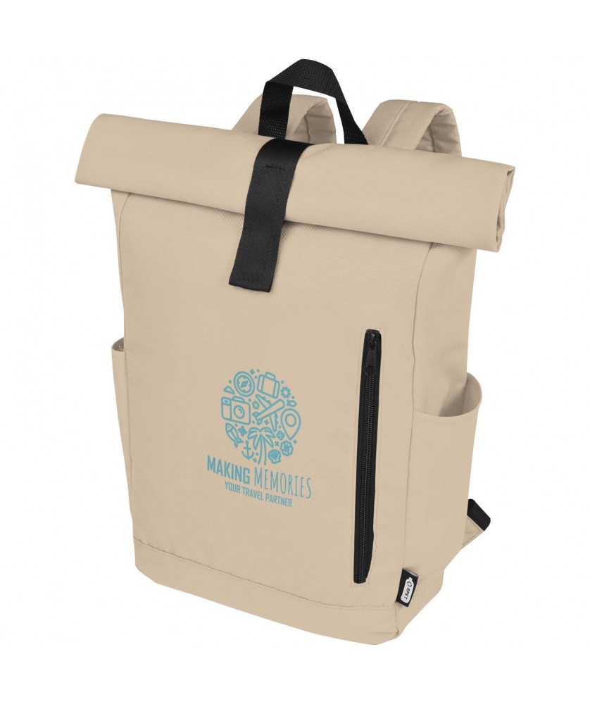 Sacs à dos - Sac à dos Byron de 18 L en RPET GRS 15,6" avec dessus enroulable | PRINTECOM