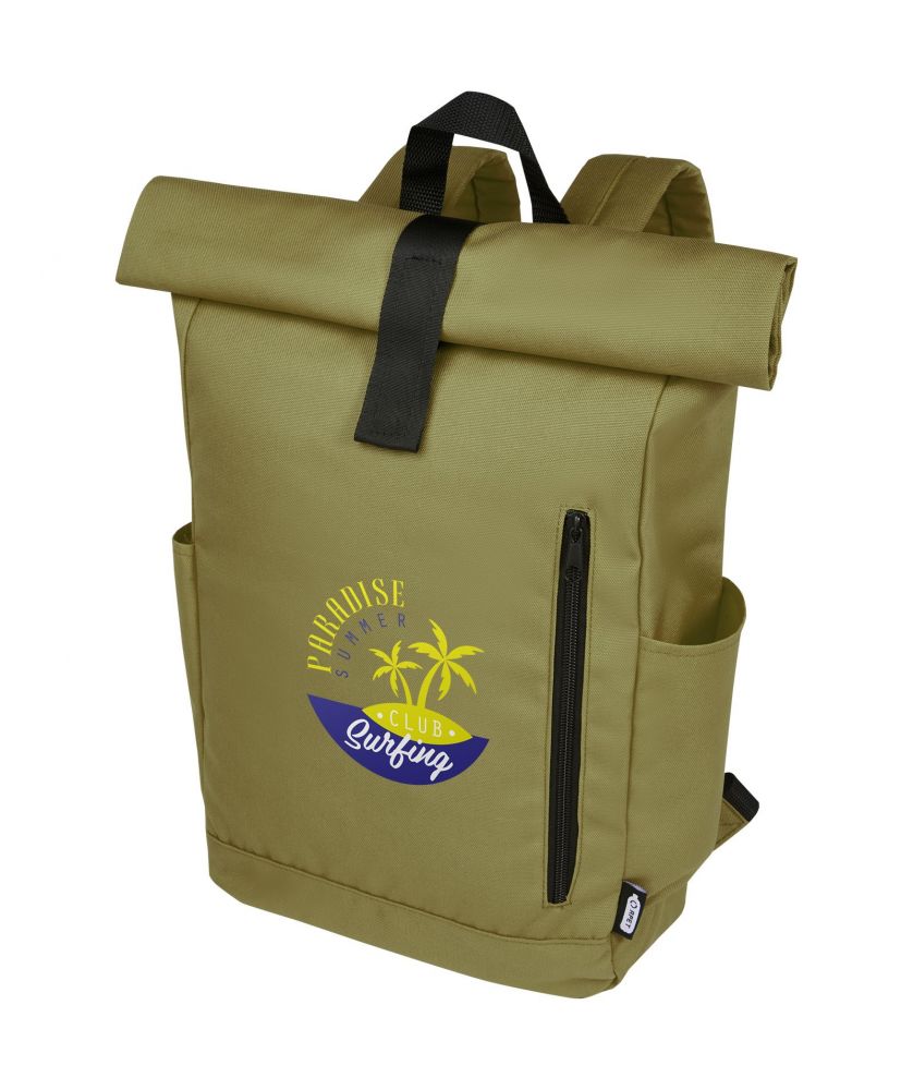 Sac à dos ordinateur recyclé GRS personnalisé 15,6 pouces 18 L Byron Sacs à dos publicitaire