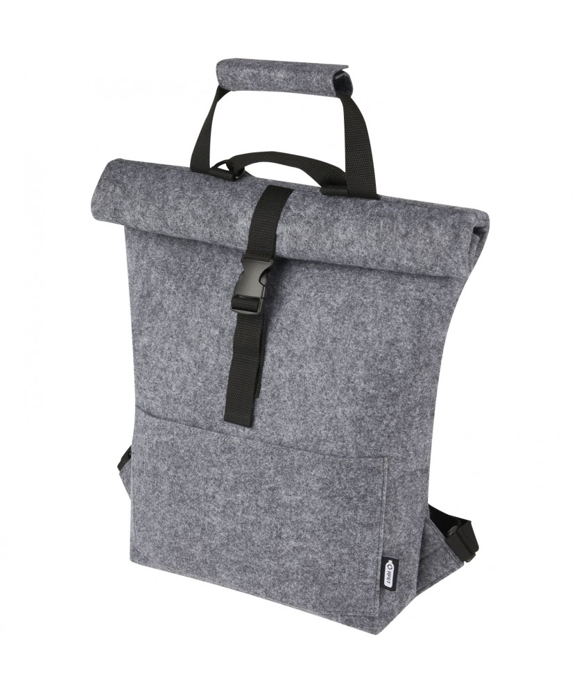 Sacoches - Sacoche de vélo avec dessus enroulable Felta de 13 L en feutre recyclé certifié GRS | PRINTECOM