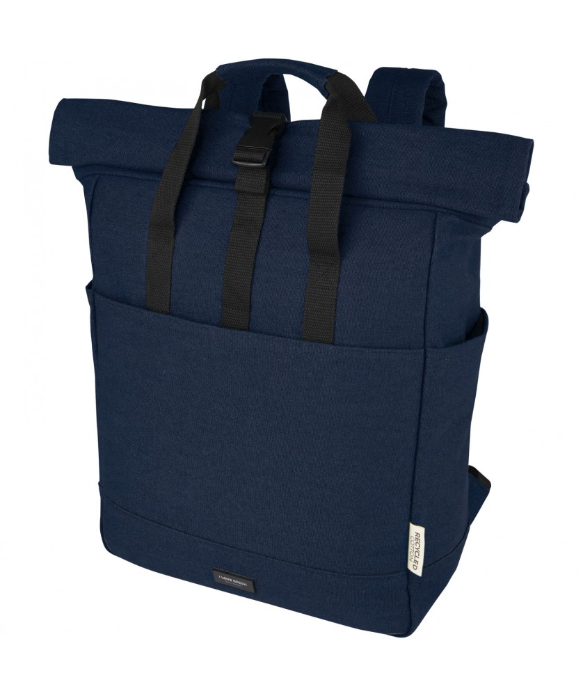 Sacs à dos - Sac à dos pour ordinateur portable Joey de 15 L en toile recyclée GRS 15 pouces avec dessus enroulable | PRINTECOM