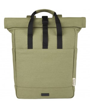 Sacs à dos - Sac à dos pour ordinateur portable Joey de 15 L en toile recyclée GRS 15 pouces avec dessus enroulable | PRINTECOM