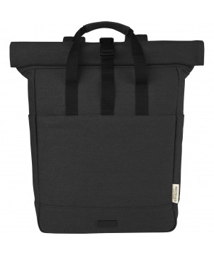 Sacs à dos - Sac à dos pour ordinateur portable Joey de 15 L en toile recyclée GRS 15 pouces avec dessus enroulable | PRINTECOM