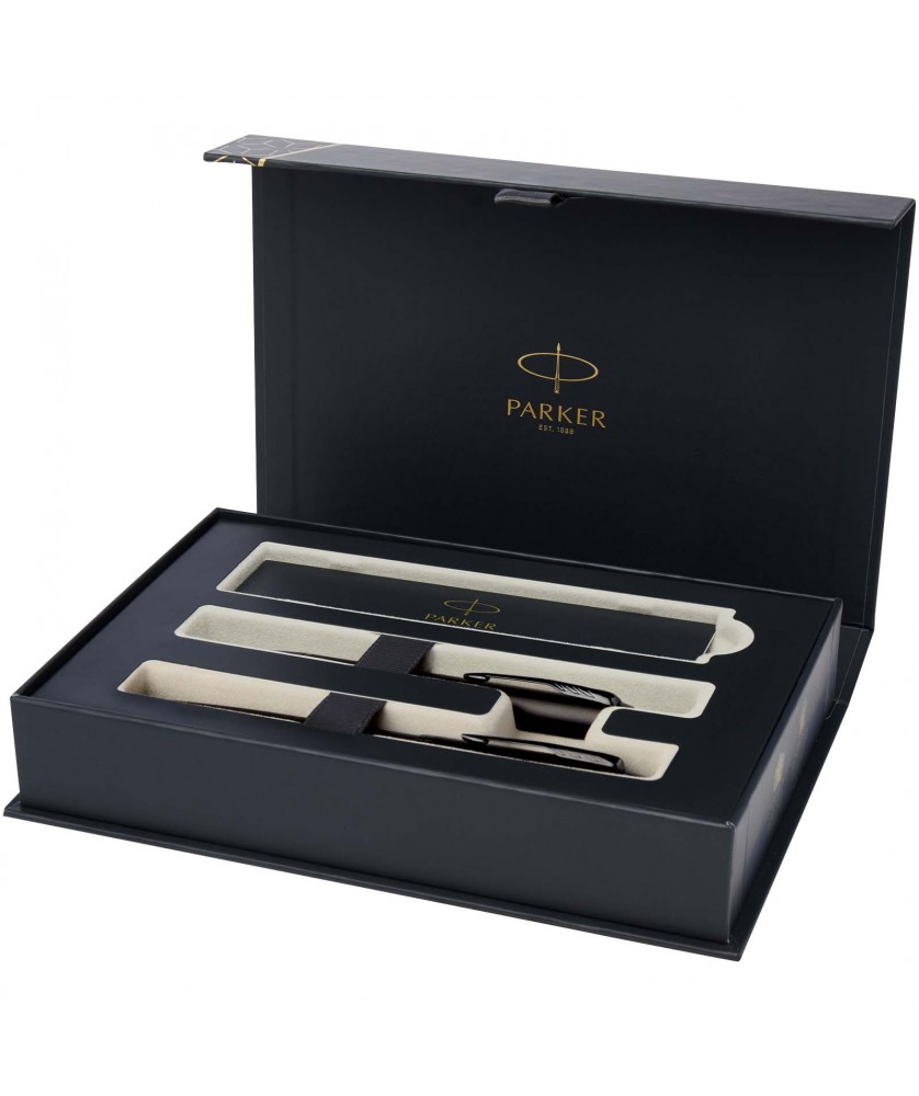 Stylos - Parure IM avec stylo roller et stylo bille achromatiques Parker (encre noire/bleue) | PRINTECOM