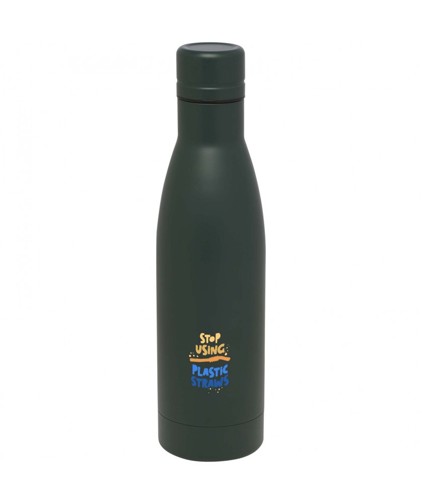 Bouteilles isothermes - Bouteille isotherme Vasa en acier inoxydable recyclé certifié RCS de 500 ml avec isolation par le vide et couche de cuivre | PRINTECOM