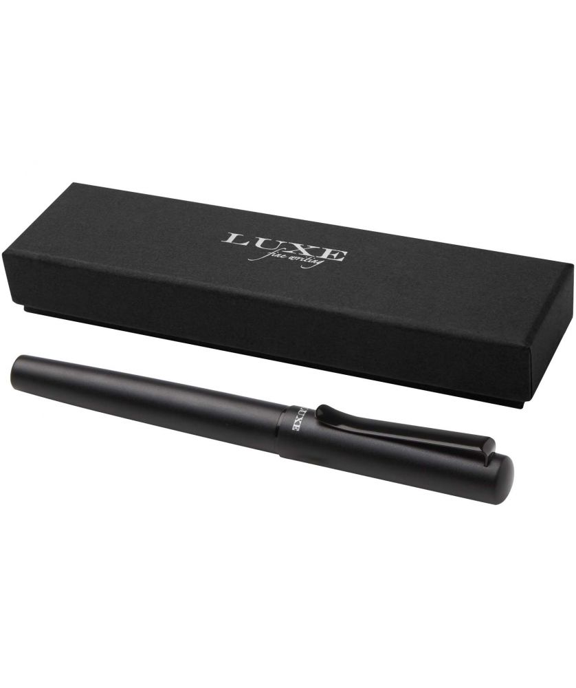 Stylo plume Lucetta en aluminium recyclé personnalisé (encre noire) Stylos publicitaire