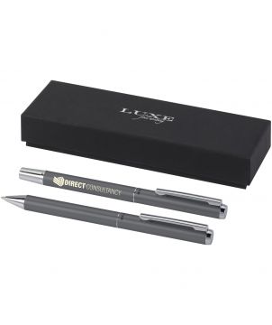 Parure de stylos Lucetto en aluminium recyclé personnalisée (encre noire) Stylos publicitaire