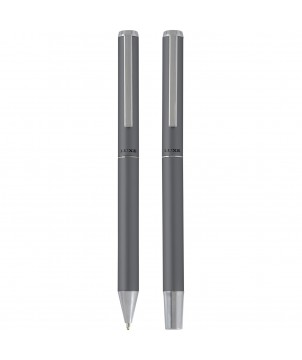 Stylos - Ensemble-cadeau stylo bille et stylo roller Lucetto en aluminium recyclé (encre noire) | PRINTECOM
