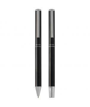 Parure de stylos Lucetto en aluminium recyclé personnalisée (encre noire) Stylos publicitaire