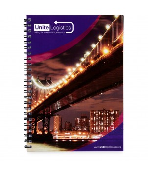 Carnets - Carnet de notes à spirales A5 Desk-Mate® avec couverture arrière imprimée | PRINTECOM