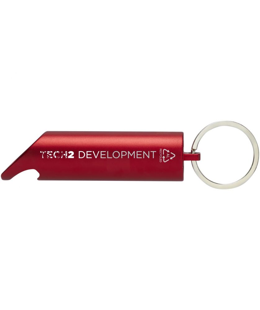 Porte-clés lampe LED et ouvre-bouteille en aluminium recyclé personnalisé Flare Porte-clés publicitaire