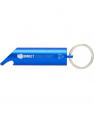 Porte-clés - Lumière LED IPX Flare en aluminium recyclé et ouvre-bouteille avec porte-clés | PRINTECOM