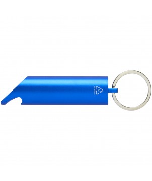 Porte-clés - Lumière LED IPX Flare en aluminium recyclé et ouvre-bouteille avec porte-clés | PRINTECOM
