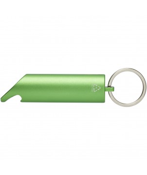 Porte-clés - Lumière LED IPX Flare en aluminium recyclé et ouvre-bouteille avec porte-clés | PRINTECOM