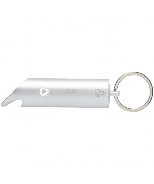 Porte-clés - Lumière LED IPX Flare en aluminium recyclé et ouvre-bouteille avec porte-clés | PRINTECOM