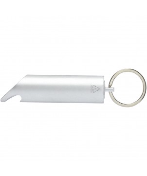 Porte-clés - Lumière LED IPX Flare en aluminium recyclé et ouvre-bouteille avec porte-clés | PRINTECOM