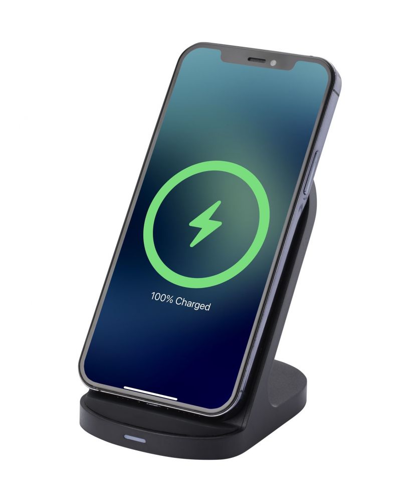 Chargeur à induction 15 W double bobine en plastique recyclé personnalisé Loop Chargeurs et Batteries publicitaire