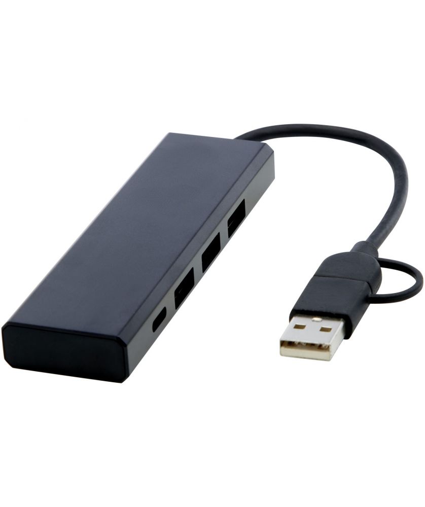 Hub USB en aluminium recyclé personnalisé Rise Accessoires informatiques publicitaire