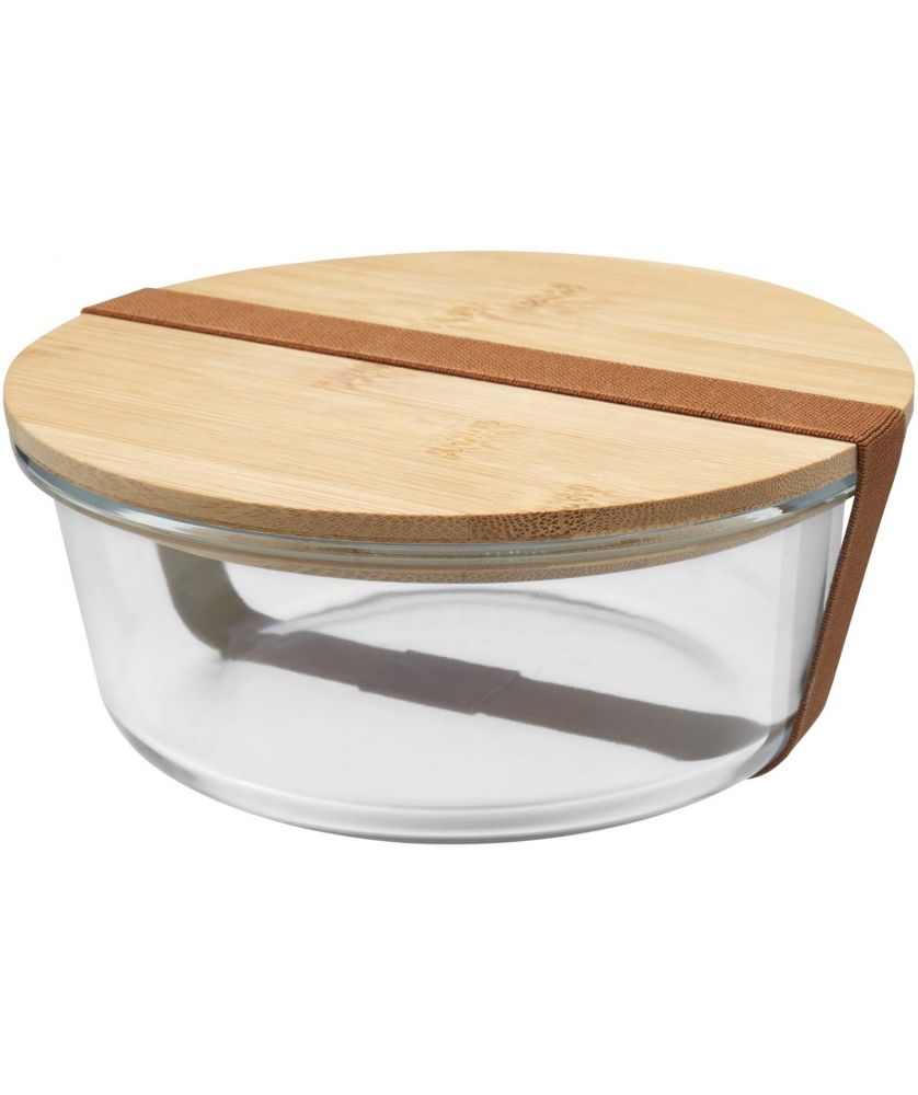 Boîte repas en verre 750 ml couvercle bambou personnalisée Vista Vaisselle publicitaire