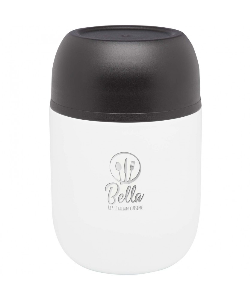 Vaisselle - Boîte-repas Supo en acier inoxydable recyclé à double paroi de 480 ml avec cuillère pliable | PRINTECOM