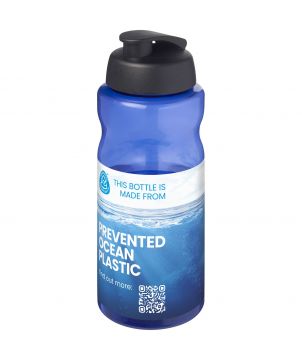 Bouteille de sport personnalisée recyclée océan 1 L H2O Active Eco Big Base rabattable Gourdes de sport publicitaire