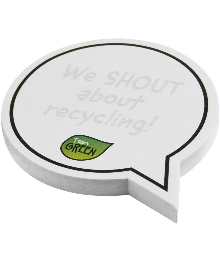 Mémos autocollants recyclés en forme de bulle Sticky-Mate® personnalisés Blocs-Notes repositionnables publicitaire