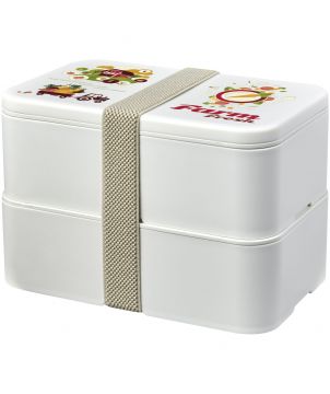 Boîte repas recyclée 700+700 ml deux blocs personnalisée MIYO Renew Vaisselle publicitaire
