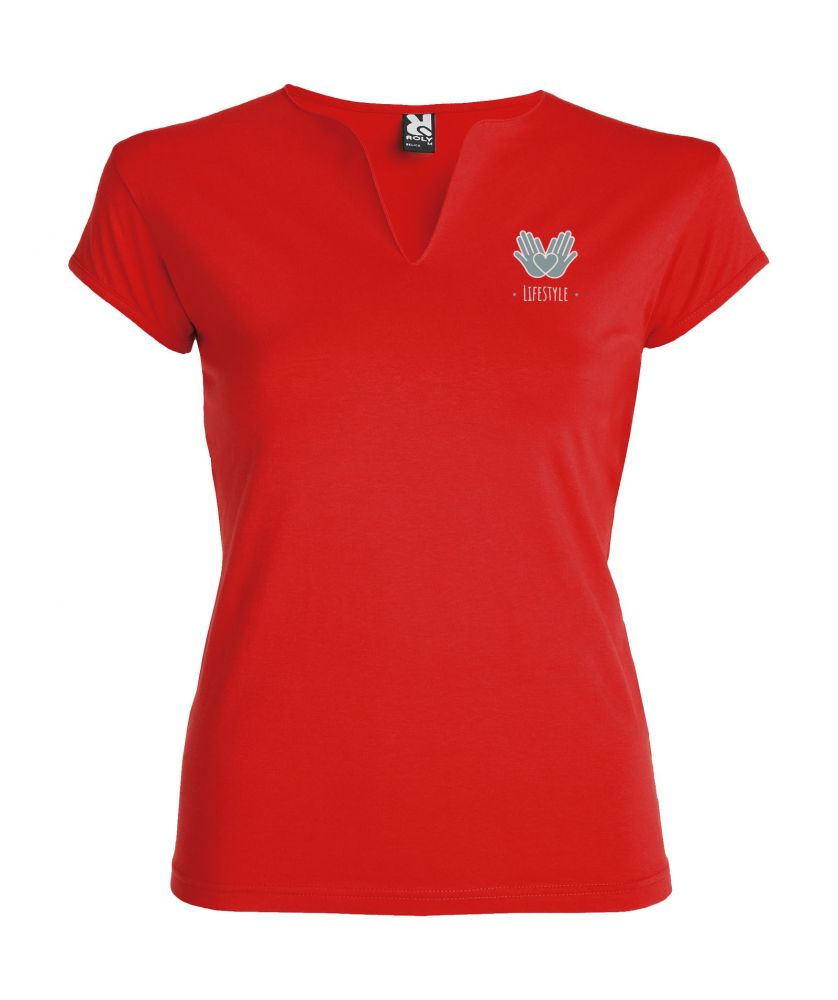 T-shirt femme personnalisé col V ajusté Belice T-Shirts publicitaire