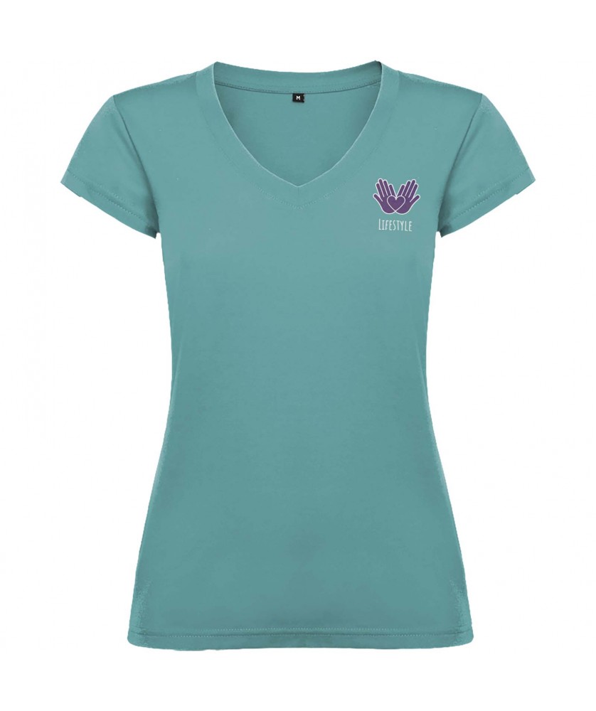 T-Shirts - T-shirt Victoria à col en V et manches courtes pour femme | PRINTECOM