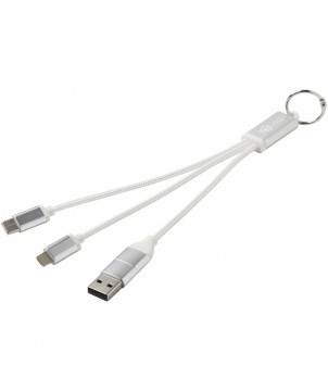 Porte-clés - Câble de charge 4-en-1 Metal en aluminium recyclé avec porte-clés | PRINTECOM